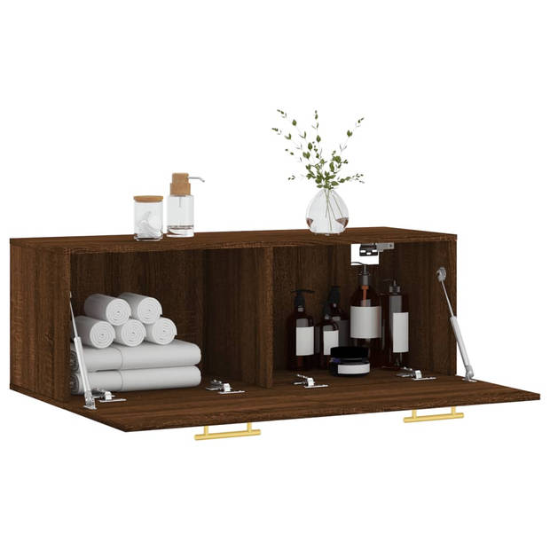 The Living Store Zwevende Wandkast - Bruineiken - 100 x 36.5 x 35 cm - Duurzaam bewerkt hout