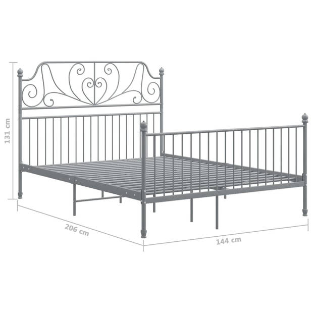 vidaXL Bedframe metaal grijs 140x200 cm