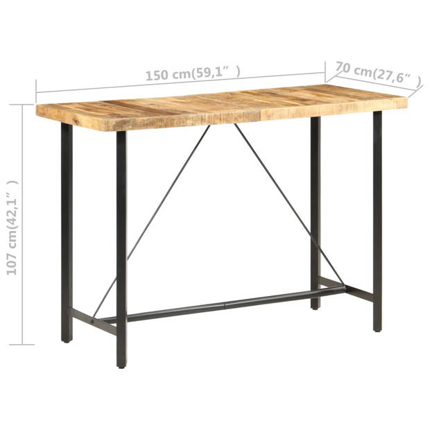 vidaXL Bartafel 150x70x107 cm ruw mangohout