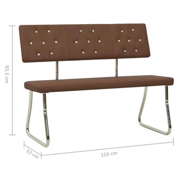 The Living Store Bank Bruin Kunstleer 110x53x82.5cm - Verchroomd Metaal - 110kg Draagvermogen