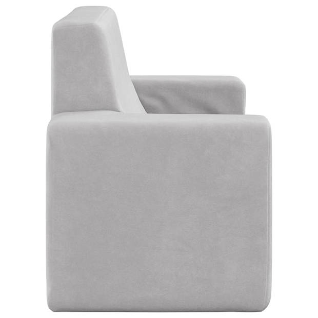 The Living Store Kinderbank - Comfort - 2-zitsbank - 84x39x50.5 cm - Lichtgrijs - Zacht pluche