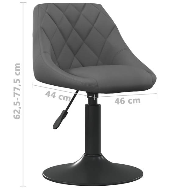 The Living Store Draaibare Eetkamerstoelen - Donkergrijs - 46x44x(62.5-77.5)cm - Fluweel en Staal