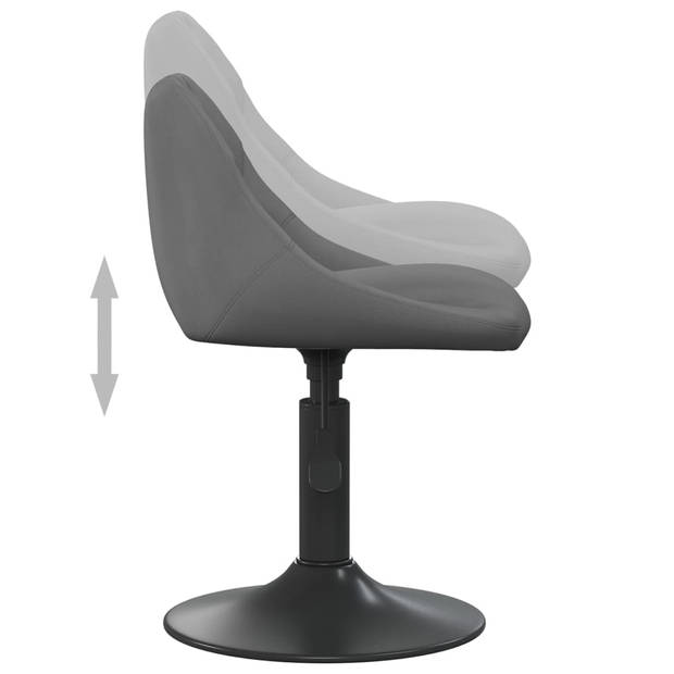 The Living Store Draaibare Eetkamerstoelen - Donkergrijs - 46x44x(62.5-77.5)cm - Fluweel en Staal