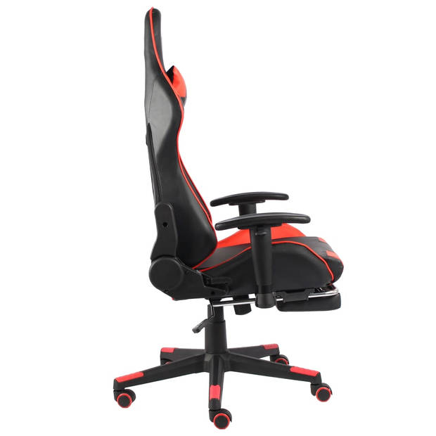 The Living Store Luxe Gamingstoel - Hoge Rugleuning - Ergonomisch - Met Uittrekbare Voetensteun - Rood/Zwart -