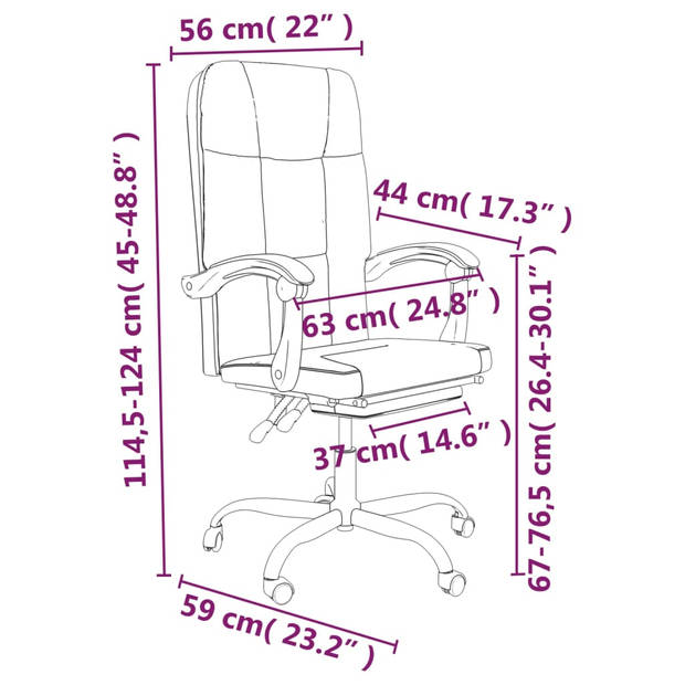 The Living Store Verstelbare Bureaustoel - Kunstleer - Zwart - 63x59cm - Duurzaam materiaal en verstelbaar ontwerp -