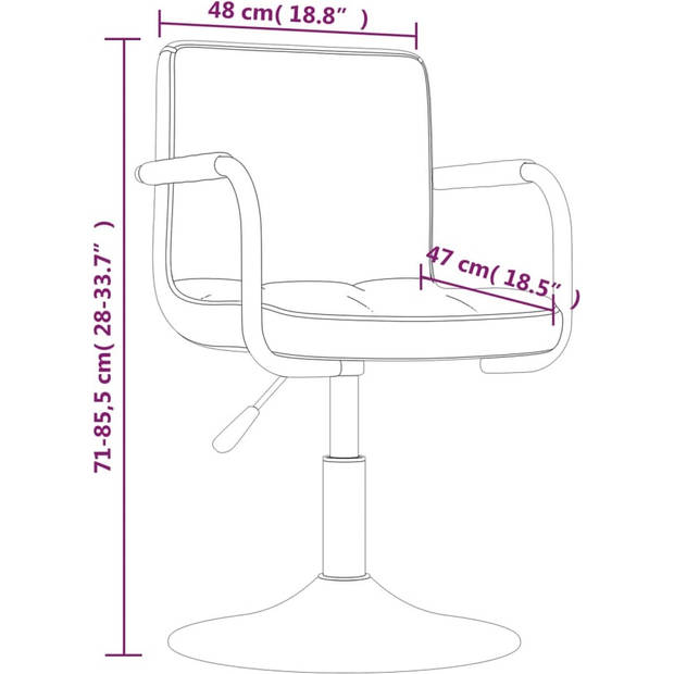 The Living Store Barkruk Fluweel - Zwart - 48 x 47 x (71-85.5) cm - Draaibaar en Verstelbaar