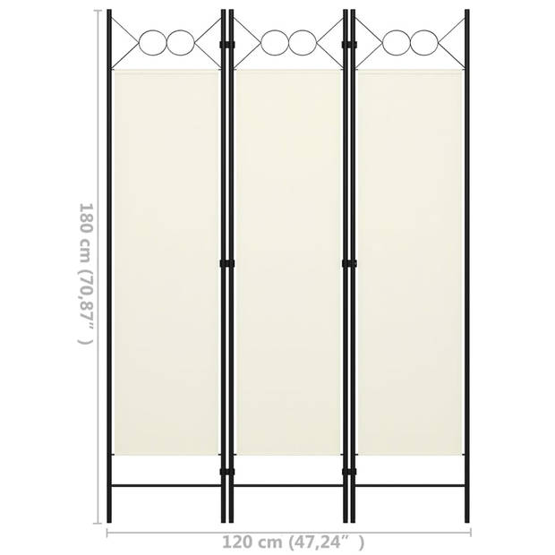 vidaXL Kamerscherm met 3 panelen 120x180 cm wit