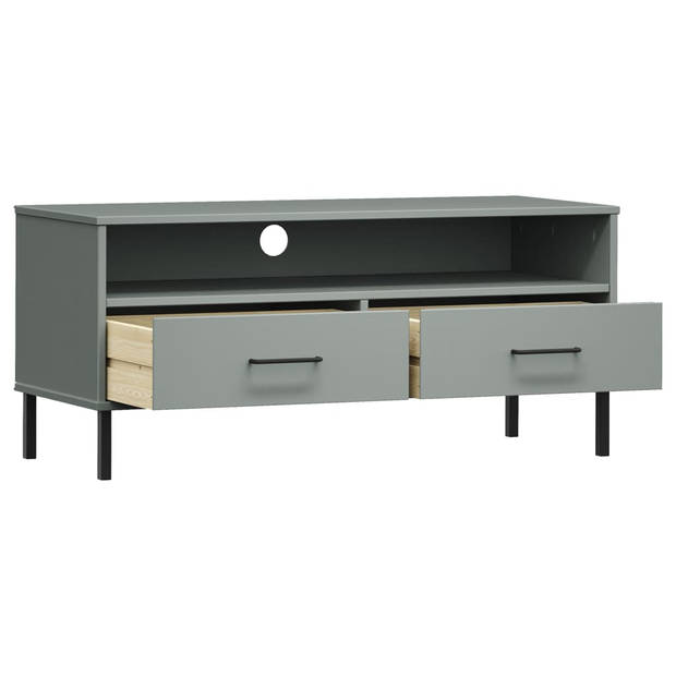 The Living Store OSLO TV-meubel - 106 x 40 x 46.5 cm - massief grenenhout - grijs - 2 lades