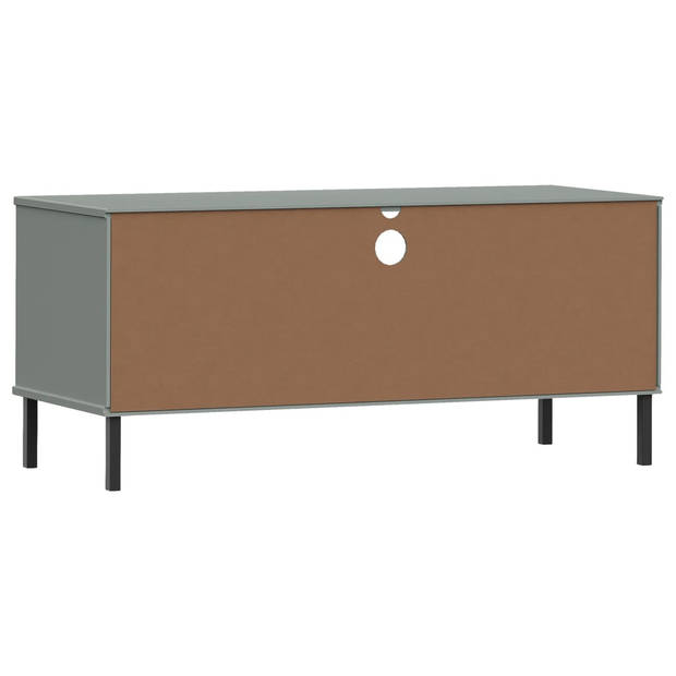 The Living Store OSLO TV-meubel - 106 x 40 x 46.5 cm - massief grenenhout - grijs - 2 lades