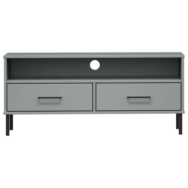 The Living Store OSLO TV-meubel - 106 x 40 x 46.5 cm - massief grenenhout - grijs - 2 lades