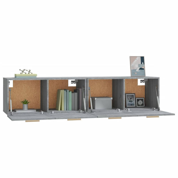 The Living Store Wandkast - Hangkast - 80 x 35 x 36.5 cm - Ken- Stijlvol en praktisch - Kleur- Grijs Sonoma Eiken