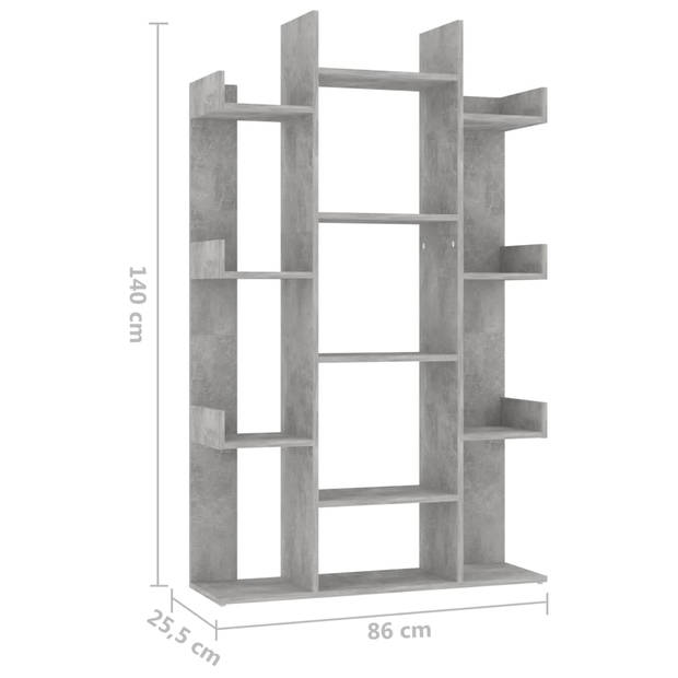 The Living Store Boekenkast Fruit - 86 x 25.5 x 140 cm - Betongrijs