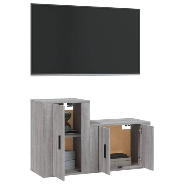 The Living Store Televisiekastenset - Grijs Sonoma Eiken - 57 x 34.5 x 40 cm en 40 x 34.5 x 60 cm - Wandgemonteerd