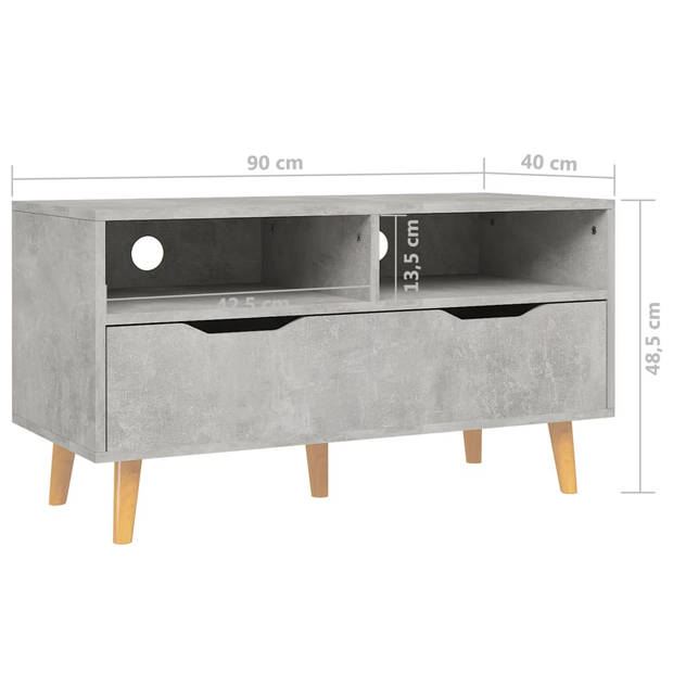 The Living Store TV Meubel Betongrijs 90 x 40 x 48.5 cm - Stevig en Stabiel