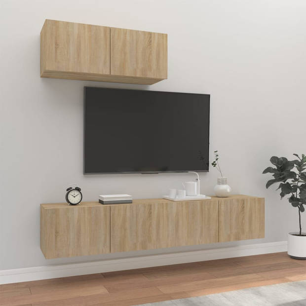 The Living Store TV-meubelset - sonoma eiken - 80x30x30 cm - 3 stuks