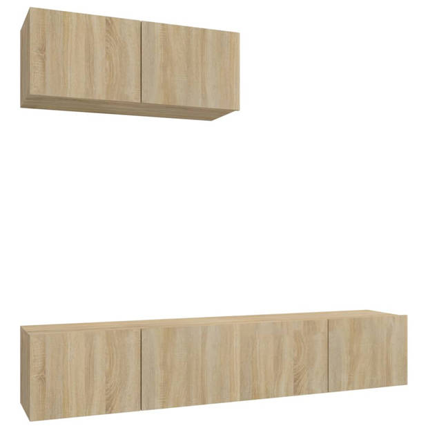 The Living Store TV-meubelset - sonoma eiken - 80x30x30 cm - 3 stuks