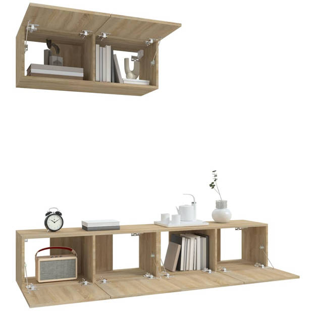 The Living Store TV-meubelset - sonoma eiken - 80x30x30 cm - 3 stuks