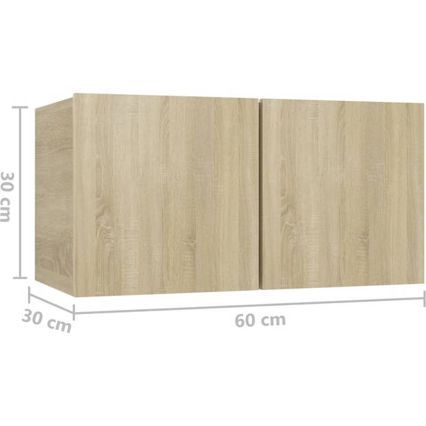 The Living Store Hangende TV-Kasten - TV-Meubel Set - Sonoma Eiken - 60 x 30 x 30 cm - Spaanplaat