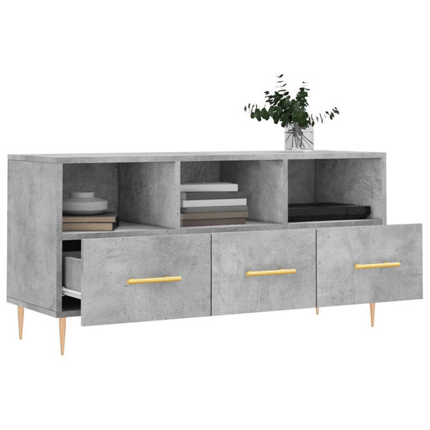 The Living Store TV-meubel Betongrijs - 102 x 36 x 50 cm - Voldoende opbergruimte