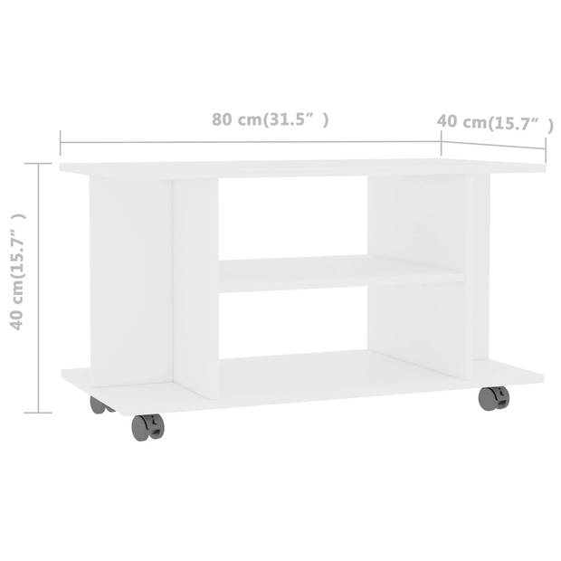 The Living Store Tv-meubel 4 Open Schappen - 80 x 40 x 40 cm - Gemaakt van Spaanplaat - Wit