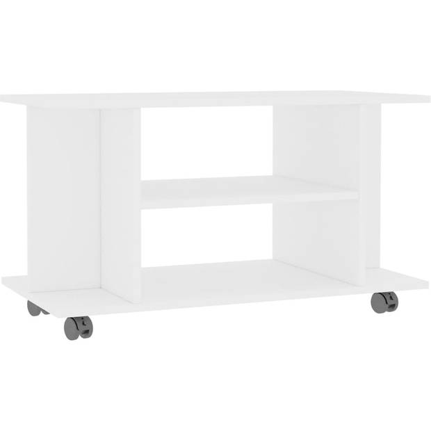 The Living Store Tv-meubel 4 Open Schappen - 80 x 40 x 40 cm - Gemaakt van Spaanplaat - Wit