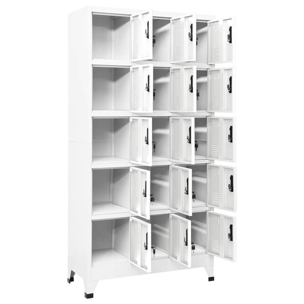 The Living Store Lockerkast - Modern - Opbergkast - 90x40x180 cm - Staal - Wit