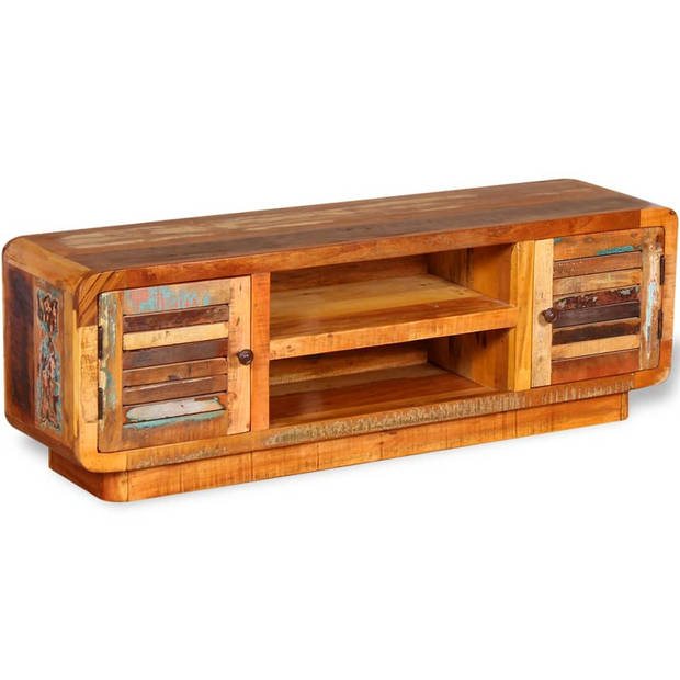 The Living Store Tv-meubel Antieke Stijl - Hout - 120x30x40 cm - Gerecycled - Handgemaakt