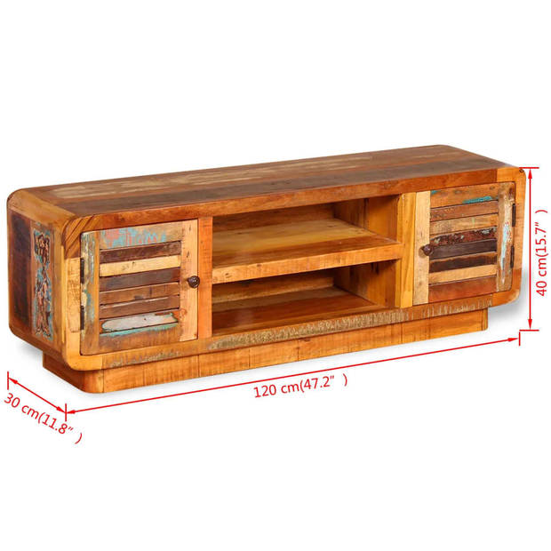 The Living Store Tv-meubel Antieke Stijl - Hout - 120x30x40 cm - Gerecycled - Handgemaakt