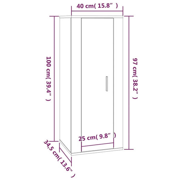 The Living Store Televisiekastenset - Klassiek - Hoogglans wit - 57x34.5x40 cm / 40x34.5x100 cm