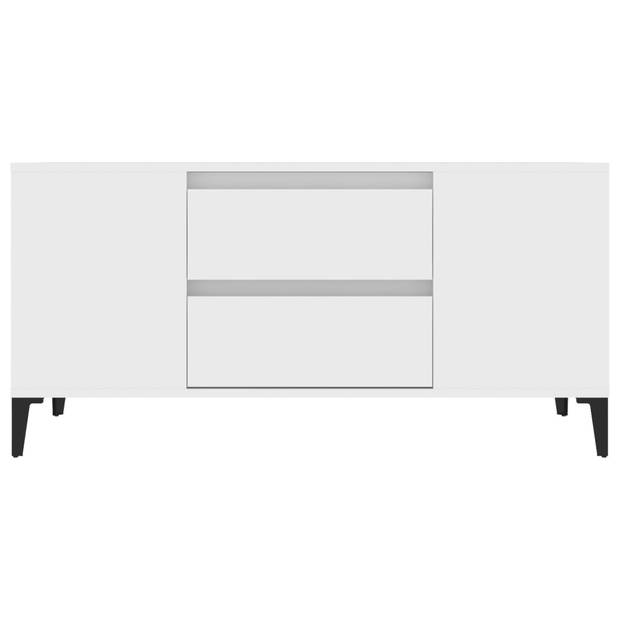 The Living Store Tv-meubel - Industrieel - 102 x 44.5 x 50 cm - Wit - Hout - Metaal
