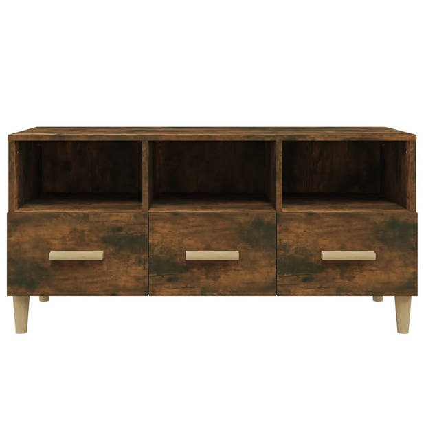 The Living Store TV-meubel Gerookt Eiken - Massief hout - 102 x 36 x 50 cm