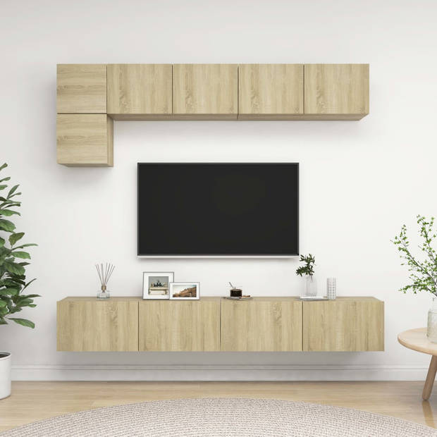 The Living Store TV-meubelset 60x30x30 - Sonoma eiken - 1x60 - 2x80 - 2x100 cm