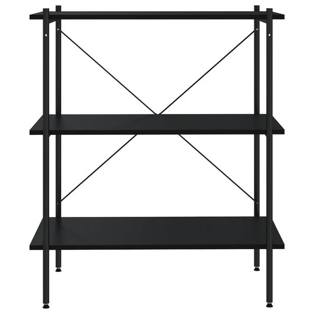 The Living Store opbergrek staand zwart 80 x 40 x 92 cm - stevig bewerkt houten blad - stalen constructie