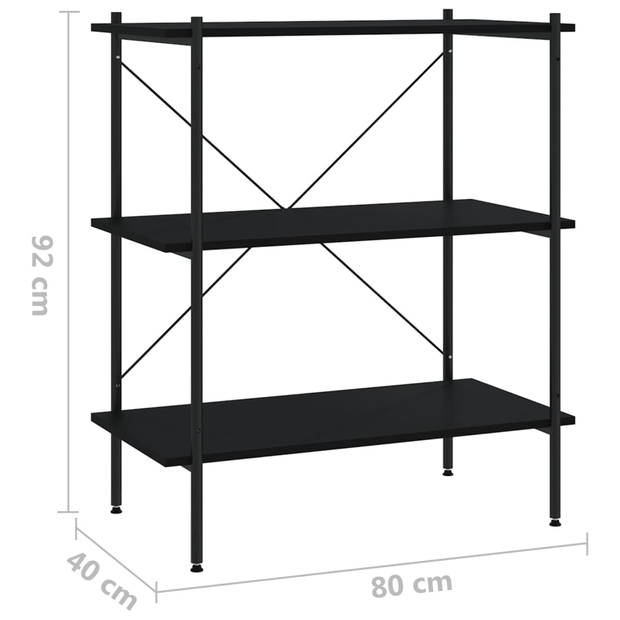 The Living Store opbergrek staand zwart 80 x 40 x 92 cm - stevig bewerkt houten blad - stalen constructie