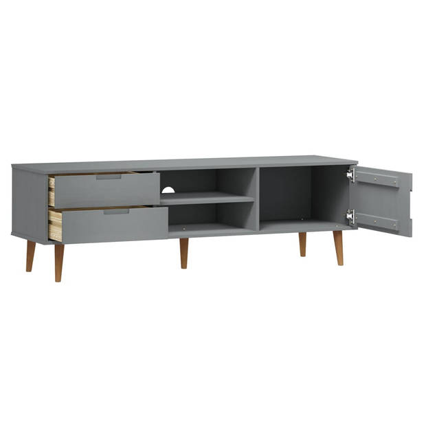 The Living Store MOLDE TV-kast - 158 x 40 x 49 cm - Massief grenenhout - Grijs