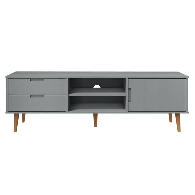 The Living Store MOLDE TV-kast - 158 x 40 x 49 cm - Massief grenenhout - Grijs