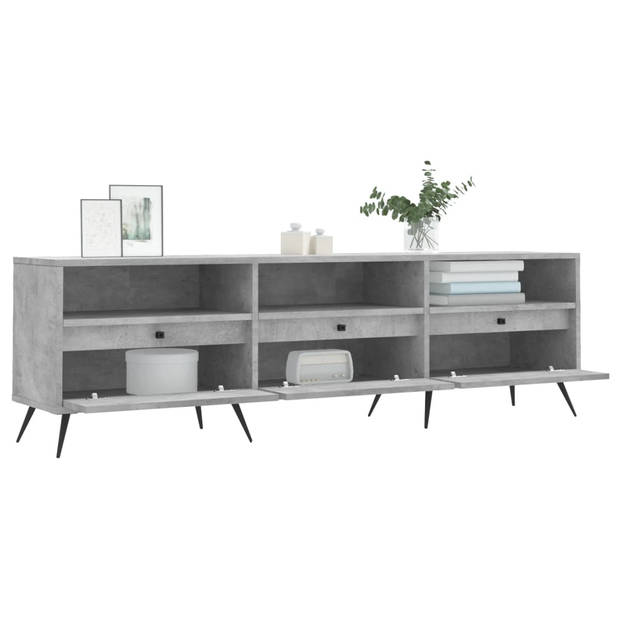 The Living Store TV-meubel Betongrijs 150x30x44.5 cm - Bewerkt hout en ijzer