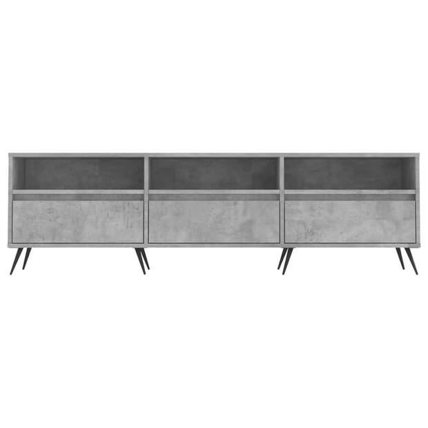 The Living Store TV-meubel Betongrijs 150x30x44.5 cm - Bewerkt hout en ijzer