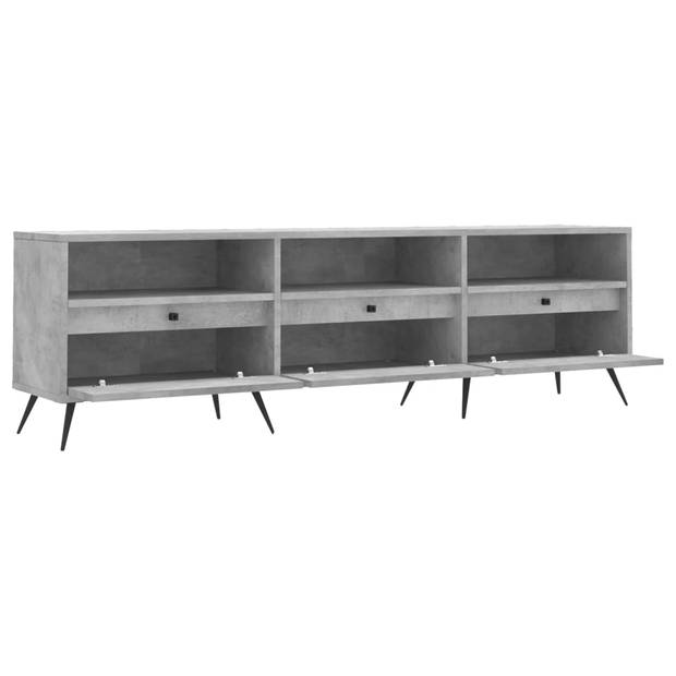 The Living Store TV-meubel Betongrijs 150x30x44.5 cm - Bewerkt hout en ijzer