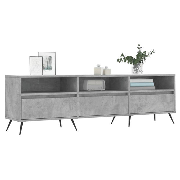 The Living Store TV-meubel Betongrijs 150x30x44.5 cm - Bewerkt hout en ijzer