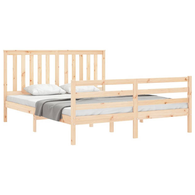 vidaXL Bedframe met hoofdbord massief hout