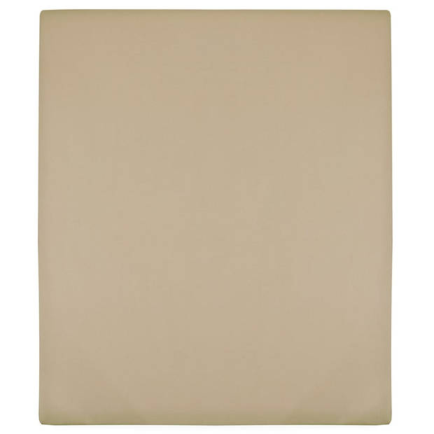 The Living Store Jersey Hoeslaken - Taupe - 90 x 200 cm - 100% Katoen