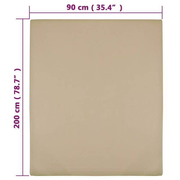 vidaXL Hoeslakens jersey 2 st 90x200 cm katoen taupe