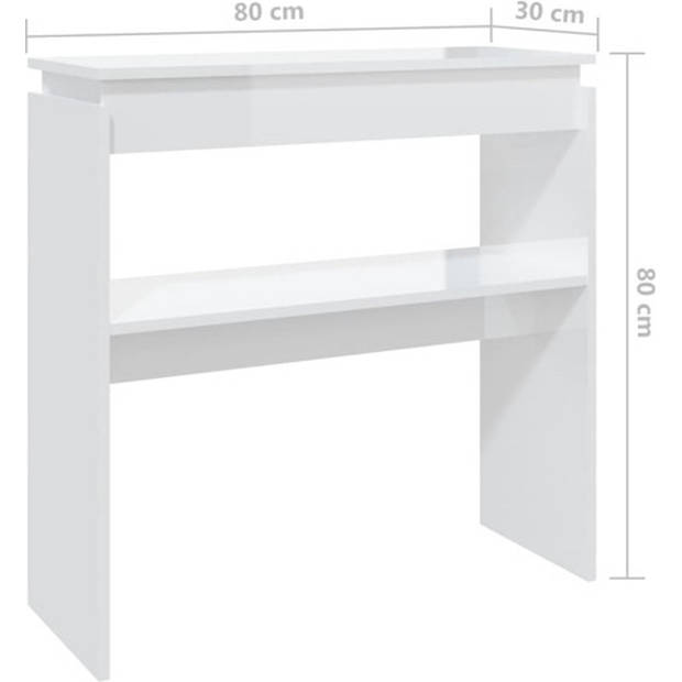 The Living Store Consoletafel - Spaanplaat - 80 x 30 x 80 cm - Hoogglans wit