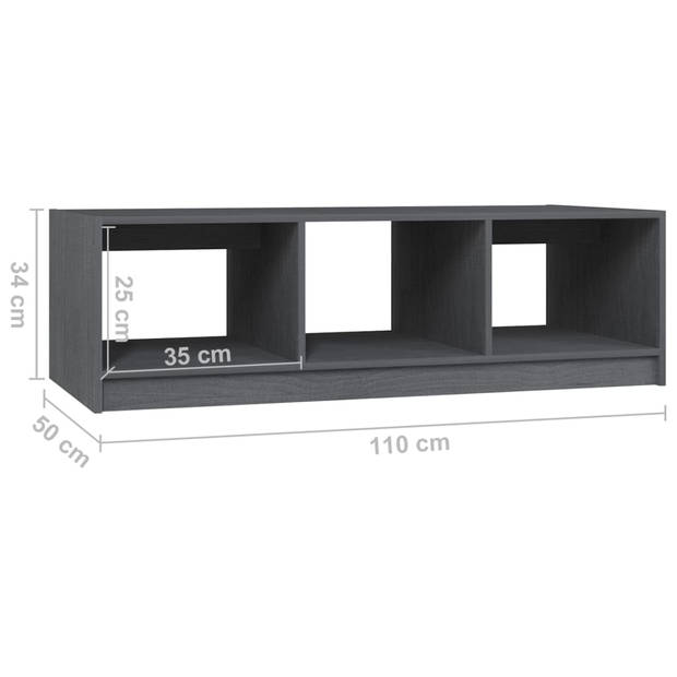 vidaXL Salontafel 110x50x34 cm massief grenenhout grijs