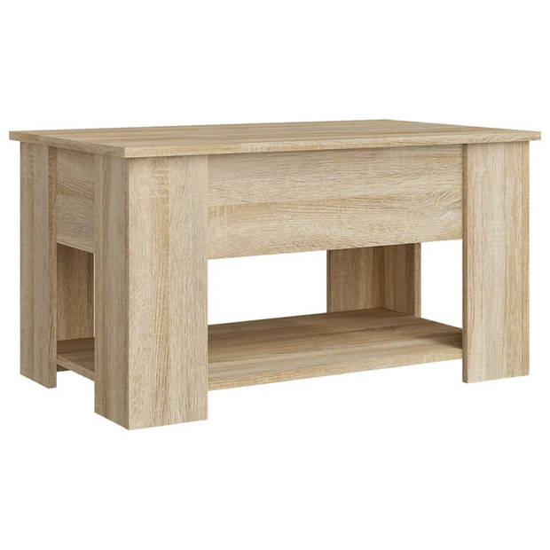 The Living Store Salontafel - Lift-top - Bewerkt hout - 79x49x41 cm - Sonoma eiken