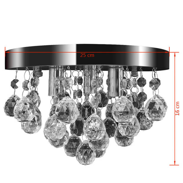 The Living Store Plafondlamp Klassiek Elegant - Kristallen - 25 cm Diameter - 3 x G9 Peertjes