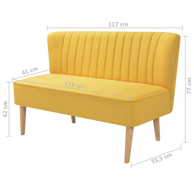 The Living Store Sofabank - Compact - modern design - Slijtvaste bekleding - Houten frame - Geel - 117x55.5x77 cm