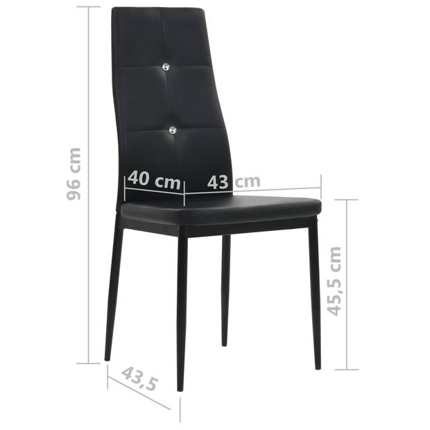 The Living Store Eetkamerstoelen - 6 stuks - zwart kunstleer - houten frame - stalen poten - 43x43.5x96cm