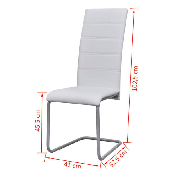 The Living Store Zwevende Eetkamerstoelen - 41 x 52.5 x 102.5 cm - Kunstleer - Wit